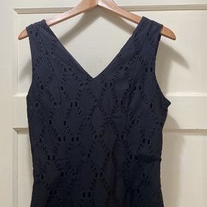 T Tahari Double V Fit Flare Dress size 8 in black eyelet